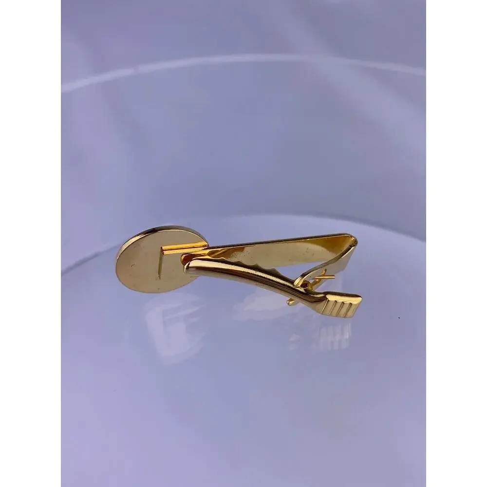 Airplane Aeroplane 14k Gold Plated Tie Clip Bar Aviation Pilot Formal Vintage